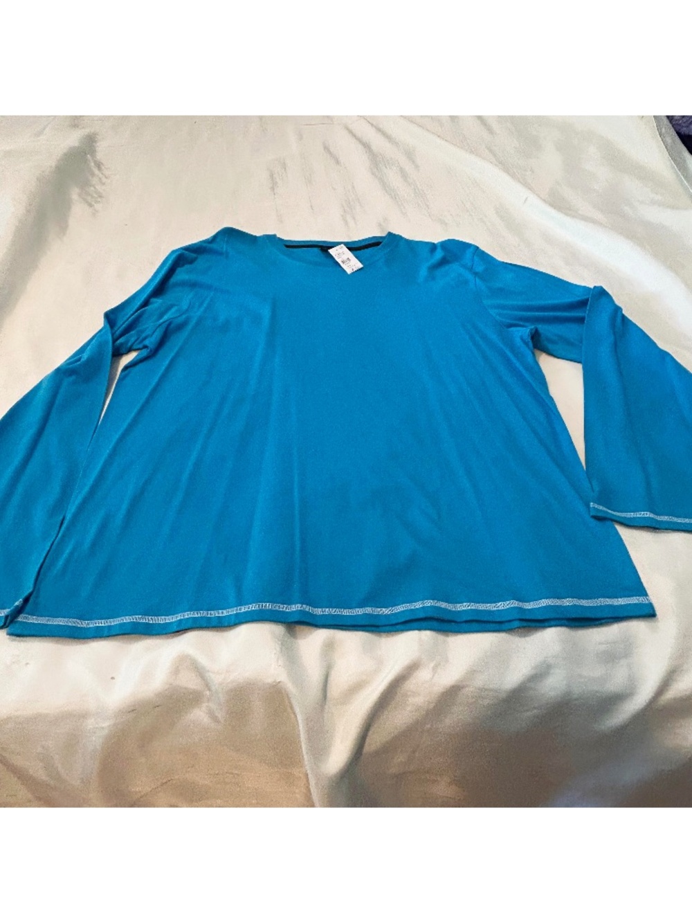 T-SHIRT, ROYAL BLUE, SIZE XXL, PURE COTTON, DECORATIVE THREADS AT CUFFS & HEM,